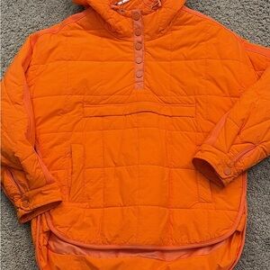Bright Orange Quilted Pullover Jacket